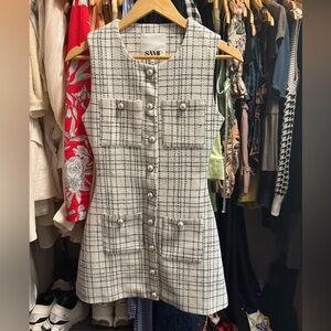 SAME Women's Black and White Checkered Mini Dress